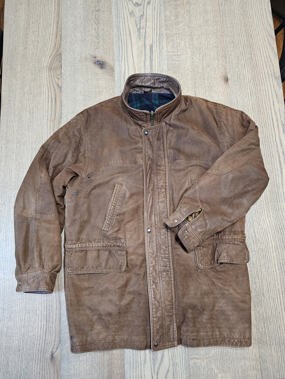 Brooks Brothers Brown Italian Leather Military Field Jacket